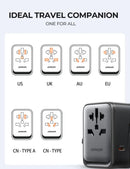 شاحن حائطي للسفر عالمي من Joyroom، 65 وات، 2 منفذ USB-A و2 منفذ Type-C للشحن السريع مع منفذ تيار متردد - أسود 