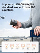 شاحن حائطي للسفر عالمي من Joyroom، 65 وات، 2 منفذ USB-A و2 منفذ Type-C للشحن السريع مع منفذ تيار متردد - أسود 