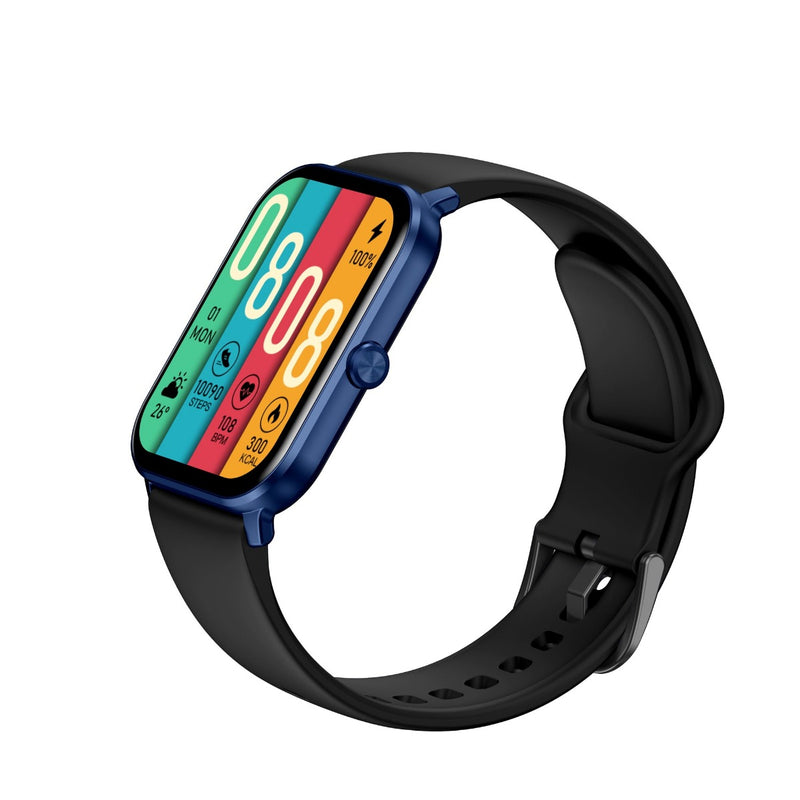 Kieslect Calling Smartwatch Ks Mini, 1.78″ HD Colorful Amoled Display, Easy 24 H Health Management - Blue Case and Black Strap