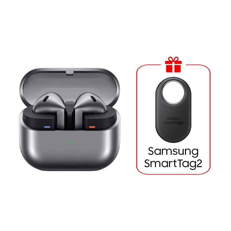 Samsung Galaxy Buds 3 Ultra High Quality Sound, IP57, True Wireless Bluetooth Earbuds, Active Noise Cancellation, Touch Control - Silver (Official Warranty) & Samsung Galaxy SmartTag2 Gift 🎁