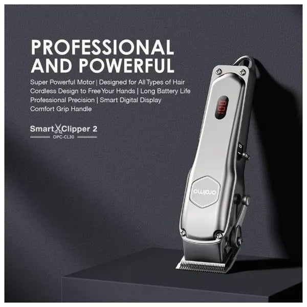 Oraimo Clipper Precise Blades for All Hair Types, 2.5 hrs Runtime, LED Screen Display - OPC-CL30 - Silver