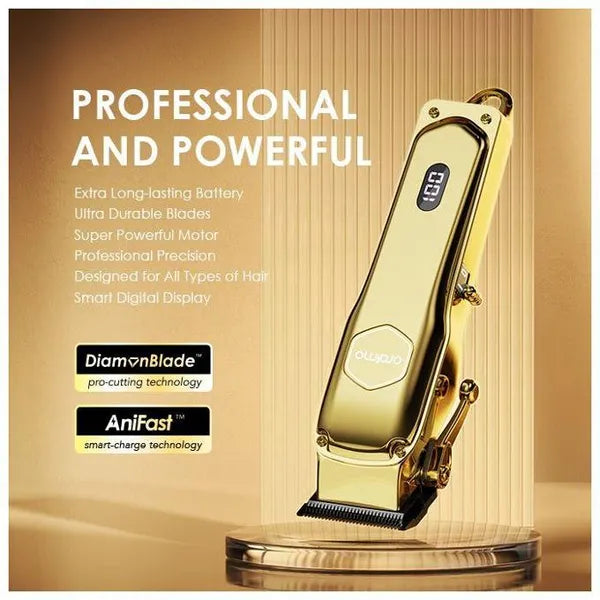 Oraimo Hair Clipper  AniFast™ Fast Charging, Black Diamond Blade, 240-minute Runtime, Super Powerful Motor - OPC-CL30G - Gold