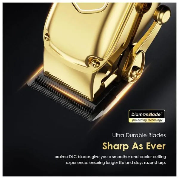 Oraimo Hair Clipper  AniFast™ Fast Charging, Black Diamond Blade, 240-minute Runtime, Super Powerful Motor - OPC-CL30G - Gold