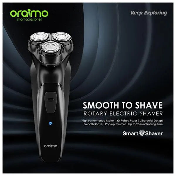 Oraimo Shaver High-performance Motor, 90-minute Runtime, Cordless and Comfortable - OPC-RS10 - Black