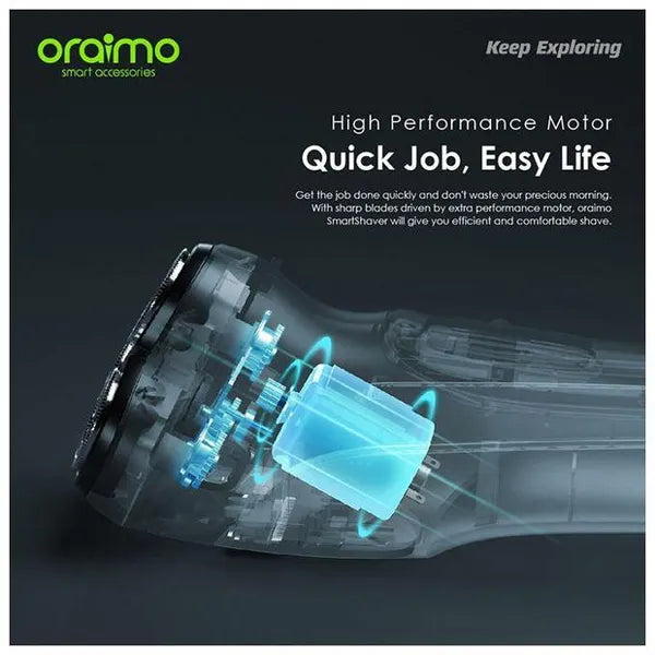 Oraimo Shaver High-performance Motor, 90-minute Runtime, Cordless and Comfortable - OPC-RS10 - Black