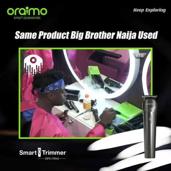 Oraimo Trimmer Powerful & Durable Motor, 90-minute Runtime,  Smart LED Indicator,  Travel Lock - OPC-TR10 - Black