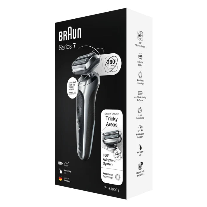 Braun Series 7 71-S1000s Wet & Dry shaver with travel case - Silver