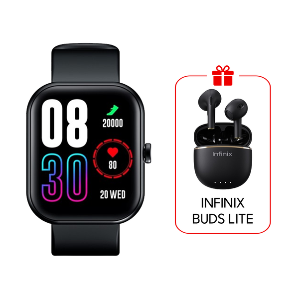 Infinix XW1 Smart Watch, 1.83 Inch, Waterproof IP68, Health heart rate blood oxygen sleep breath pressure - Black + Infinix Buds Lite Gift🎁