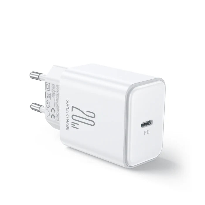 Joyroom Flash Series EU 20W PD Single Port Charger with Cable, 1 Meter Length -  JR-TCF06 -  White