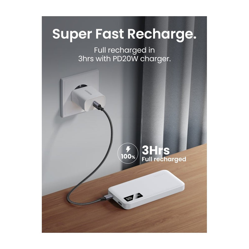 UGREEN 35577 PB311 20W 10000mAh Two-Way Fast Charging Power Bank - White