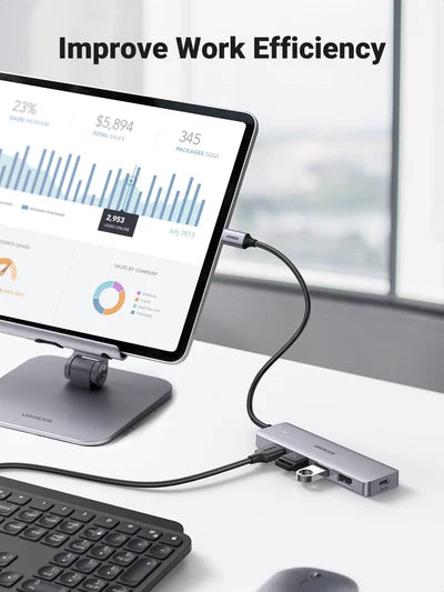 Ugreen 4-Port USB 3.0 Hub With USB-C Power Supply, CM219 - Space Gray