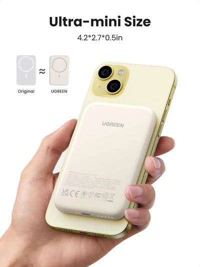 Ugreen 5000mAh Magnetic Wireless Power Bank 15W - 25207 - Beige