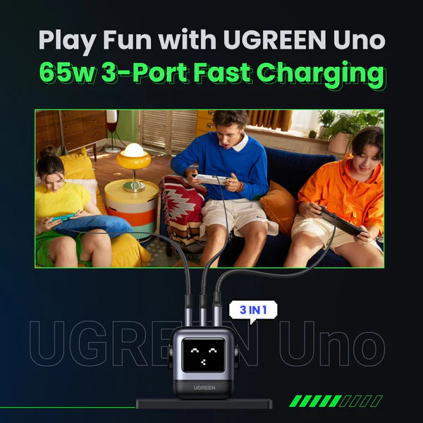 Ugreen Nexode  RG 3-Port Gan Fast Charger 65W - CD361 - Black