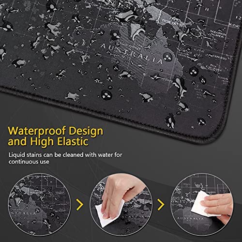 World Map Gaming Mouse Pad  70 X 30 cm – Anti Slip Base, Easy to Clean, Locking Edge - Blue