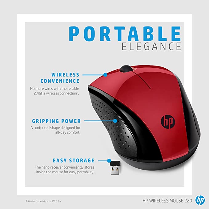 HP Wireless Mouse 220 Lumiere - Black/Red - MoreShopping - Gaming Mouses - HP