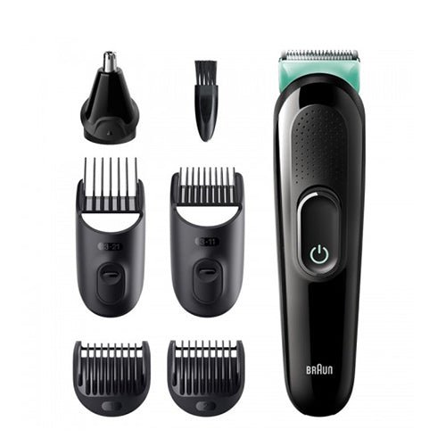Braun All-in-one Trimmer 3 MGK3321 , 6-in-1 trimmer, 5 attachments - Black/Green - MoreShopping - Men's Personal Care - Braun