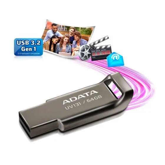 Adata UV131 USB Flash Drive, 64GB - Grey - MoreShopping - Data Storages - ADATA