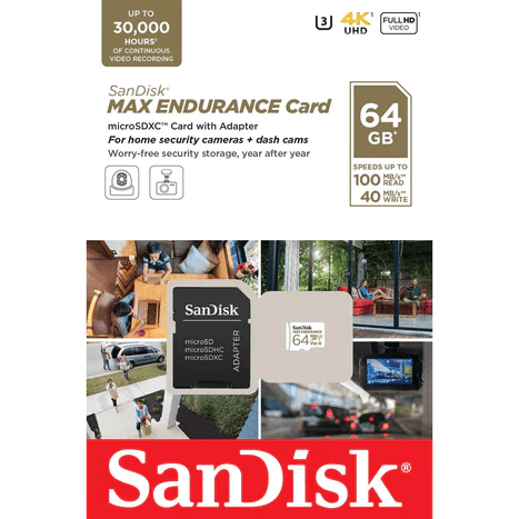 SanDisk 64GB MAX ENDURANCE microSD™ Card Speed UP TO 100MB/s - MoreShopping - SD Cards - SanDisk