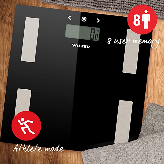 Salter Analyser Glass Digital Bathroom Scale, Black - 9150 BK3R - MoreShopping - Small Appliance - Salter