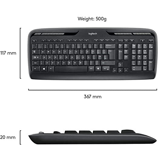 Logitech Combo Keyboard & Mouse Wireless Compo MK330 Arabic layout - Black - MoreShopping - PC Mouse Compo - Logitech