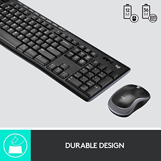 Logitech Combo Keyboard & Mouse Wireless Compo MK270 Arabic Layout - Black - MoreShopping - PC Mouse Compo - Logitech