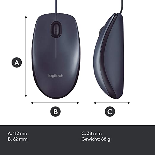 Logitech B100 Optical USB Mouse - Black