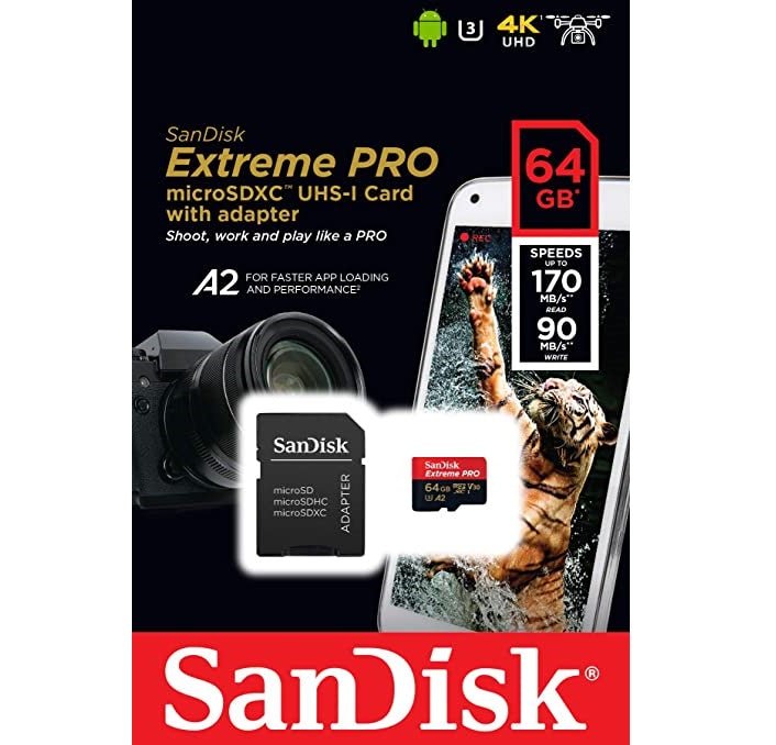 SanDisk Extreme microSDXC UHS-I Memory Card With Adapter - A2, U3, V30, 4K UHD, Micro SD 64 GB - MoreShopping - Data Storages - SanDisk