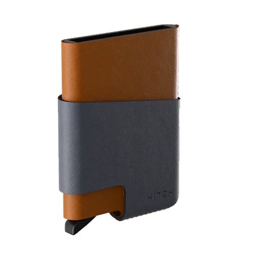 HITCH CUT-OUT Cardholder - RFID Block Featured - Handmade Natural Genuine Leather - Blue/Gray - MoreShopping - Wallets - Hitch