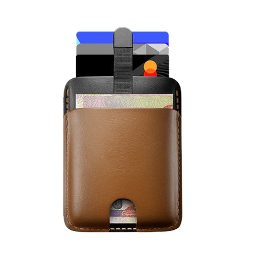 HITCH Pull-Up Natural Genuine Leather Card-holder - Havan/Black