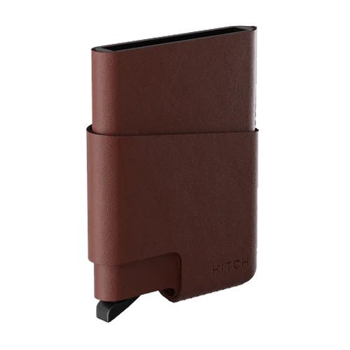 HITCH CUT-OUT Cardholder - RFID Block Featured - Handmade Natural Genuine Leather - Coffee Brown - MoreShopping - Wallets - Hitch