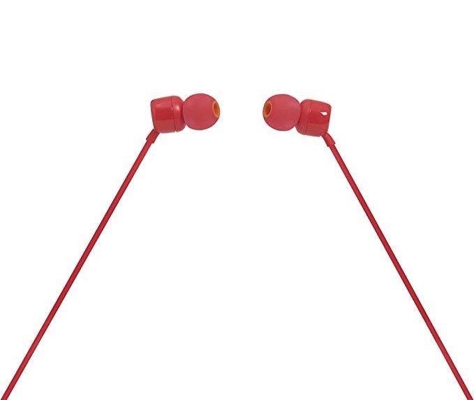 JBL T110 High Bass Stereo Wired Earphones with Microphone - Red - MoreShopping - Wired Headphones - JBL