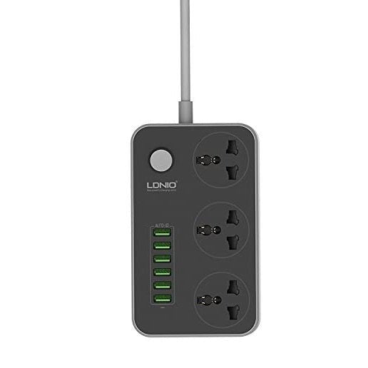 Ldnio SC3604 Power Strip, 3 Sockets, 6 USB Ports - Grey - MoreShopping - Power Extensions - Ldnio