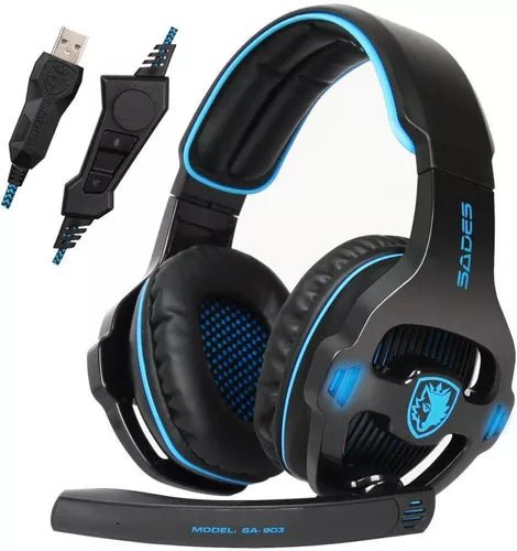 Sades gaming Headphone SADES SA903 7.1 Virtual Surround Sound PC Gaming Headset - Blue and Black - MoreShopping - Gaming Headsets - Sades