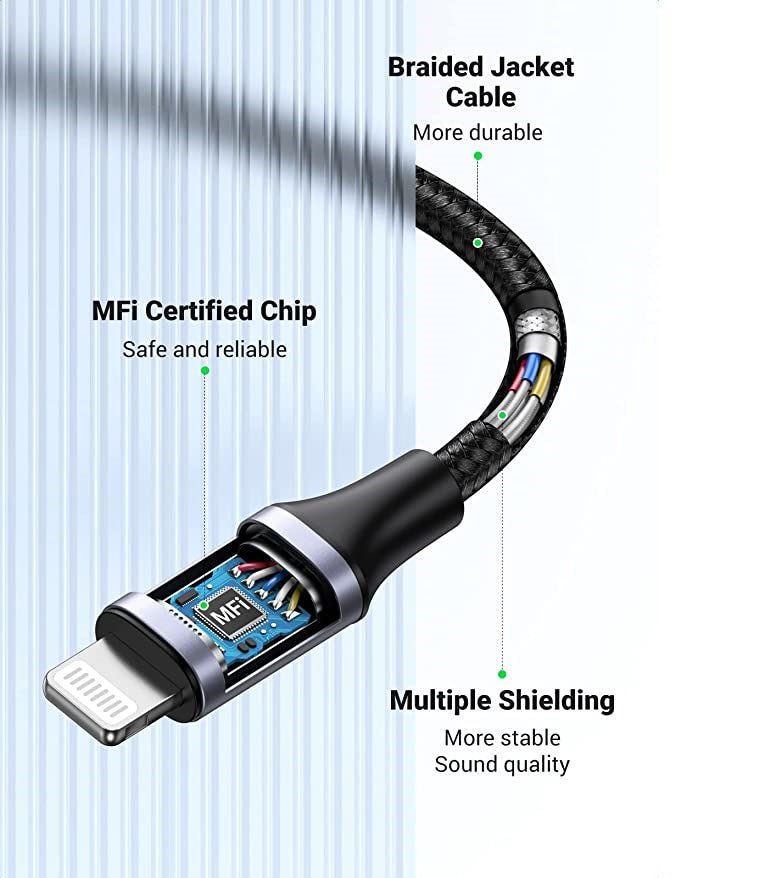 Ugreen Lightning M/F Round Cable Aluminium Shell With Braided 10Cm Black - MoreShopping - Mobile Cables - Ugreen