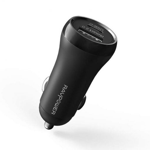 RAVPower 36W Dual Ports USB Car Charger with Type-C Port RP-PC091 – Black - MoreShopping - Chargers - Ravpower