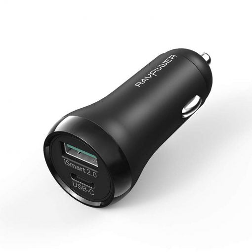 RAVPower 36W Dual Ports USB Car Charger with Type-C Port RP-PC091 – Black - MoreShopping - Chargers - Ravpower