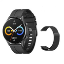 IMILAB Smart Watch W12 for Men, 1.32 Inch /46mm HD Screen, 30-day Battery Life, IP68 - Black + Black metal strap + Black Fluoroelastomer strap - MoreShopping - Smart Watches - IMILAB