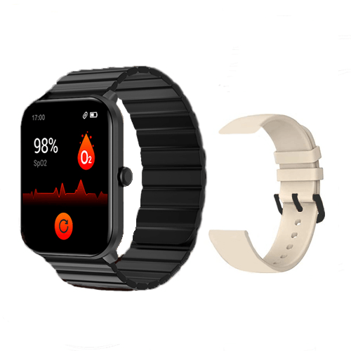 imilab Smart Watch W01 (New Version) 1.69" HD Screen, 3ATM Waterproof, 24h Bio Tracker - Black + Black magnetic strap + Beige Fluoroelastomer strap - MoreShopping - Smart Watches - Imilab