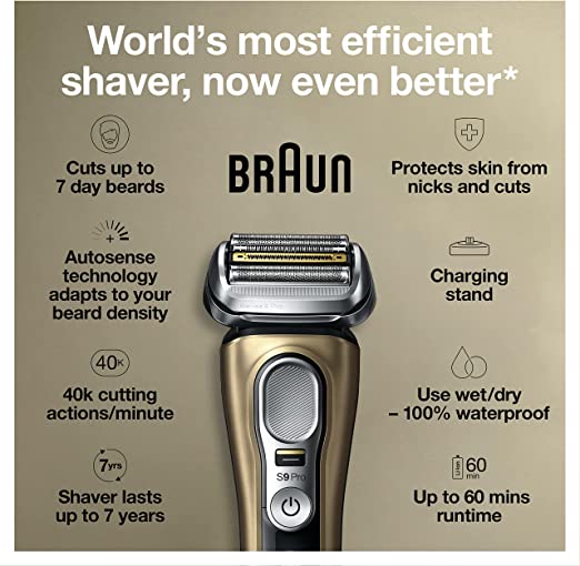 Braun Series 9 Pro Best Shave 4+1 ProHead with ProLift Trimmer & Charging Stand - Gold - MoreShopping - Men's Personal Care - Braun