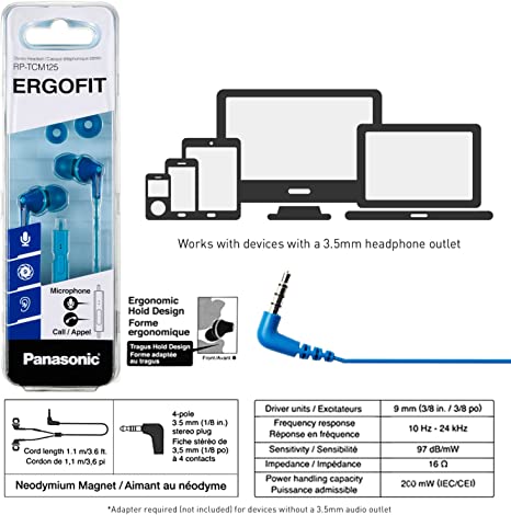 Panasonic RP-TCM125 - Blue - MoreShopping - Wired Headphones - Panasonic