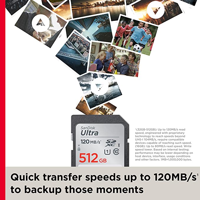 SanDisk Ultra 512GB SDHC™ UHS-I Memory Card Speed UP TO 150MB/s Full HD video - MoreShopping - SD Cards - SanDisk