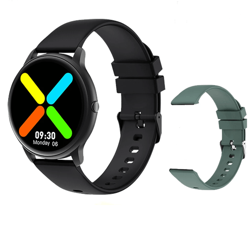 Imilab Smart Watch OX KW66 1.28" /45mm HD Screen, 30 Days Battery Life, IP68 - Black + Black Strap + Green Strap - MoreShopping - Smart Watches - IMILAB