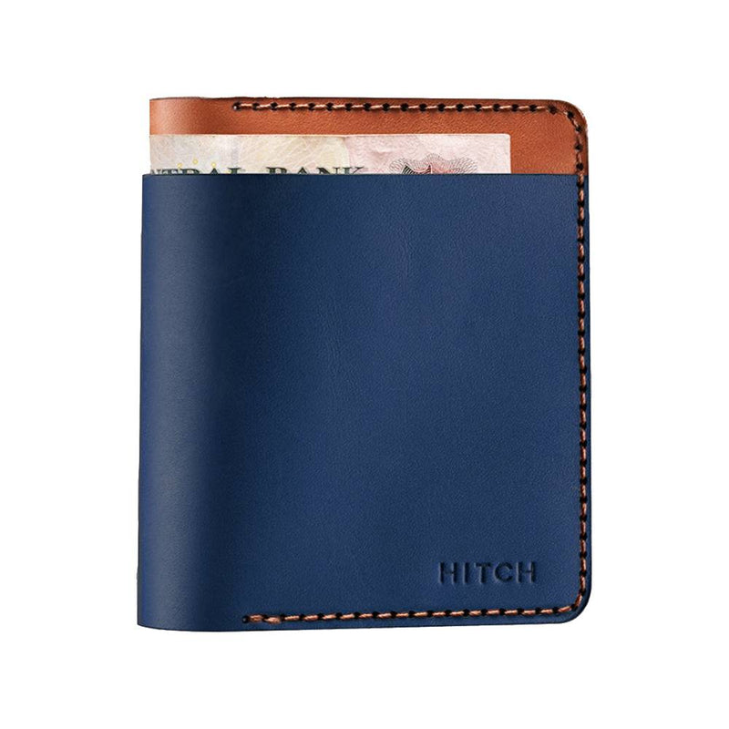 Bifold Wallet (Upgraded) - Handmade Natural Genuine Leather - Havan/Navy - MoreShopping - Wallets - Hitch