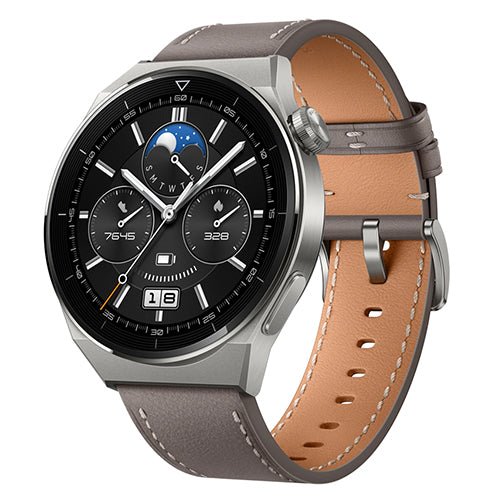 HUAWEI Watch GT 3 Pro Light Titanium Case Leather Strap 46mm - Gray - MoreShopping - Wearable Huawei - Huawei