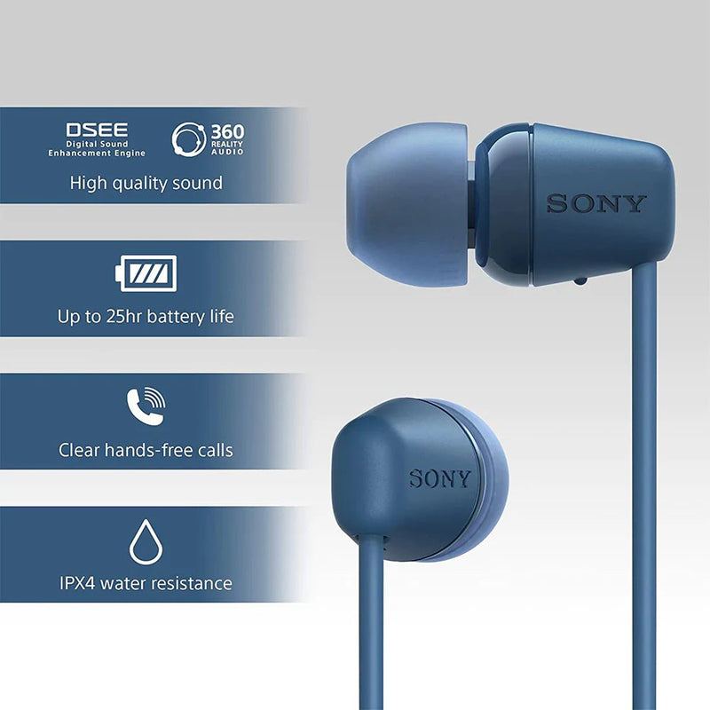 Sony WI-C100 Wireless in-Ear Bluetooth Headphones with Built-in Microphone - Blue - MoreShopping - Bluetooth Headphones - Sony