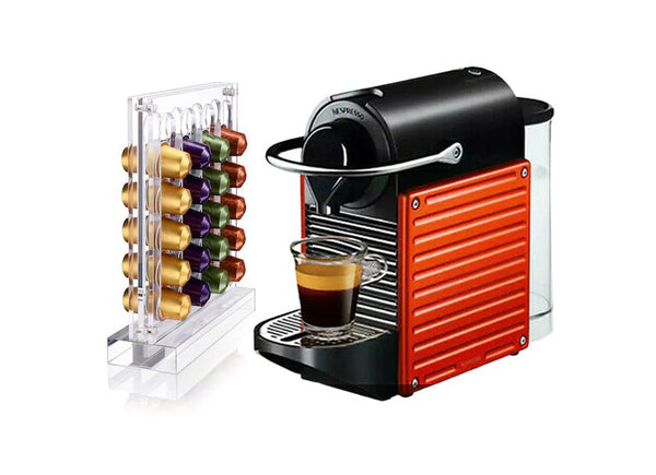 NESPRESSO Pixie Electric C61 Titan Coffee Machine + Nespresso Display - Red - MoreShopping - Kitchen Appliance - Nespresso