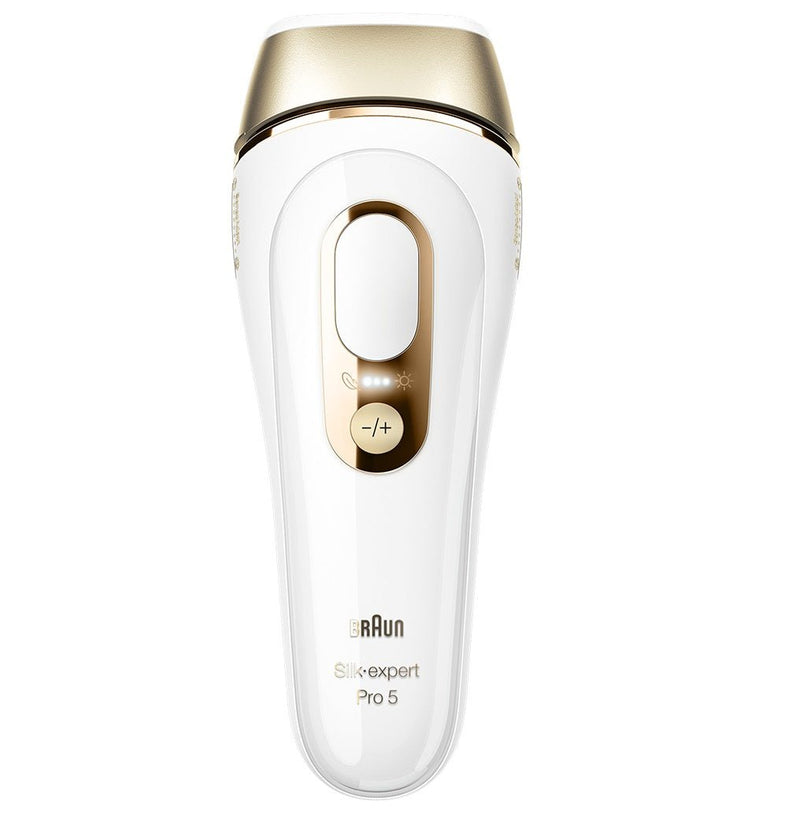 Braun Silk-expert Pro 5 PL5257 IPL with 4 extras: wide head, precision head, Venus razor, soft pouch - White-Gold - MoreShopping - Personal Care Women - Braun