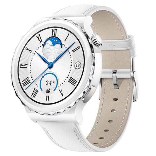 HUAWEI Watch GT 3 Pro Bezel White Ceramic Case White Leather 43mm (International Warranty) - MoreShopping - Wearable Huawei - Huawei